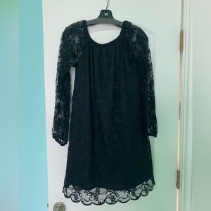 Nightcap Black Embroidered Lace Off the Shoulder Long Sleeve Dress - 3/M